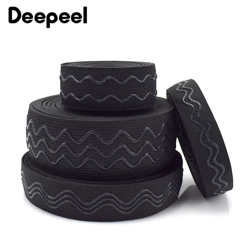 블랙 미끄럼 방지 탄성 밴드, 20-40mm 실리콘 고무 밴드, 벨트 가방, 의류 바지, 언더웨어 브래지어 스트랩, 재봉 액세서리..