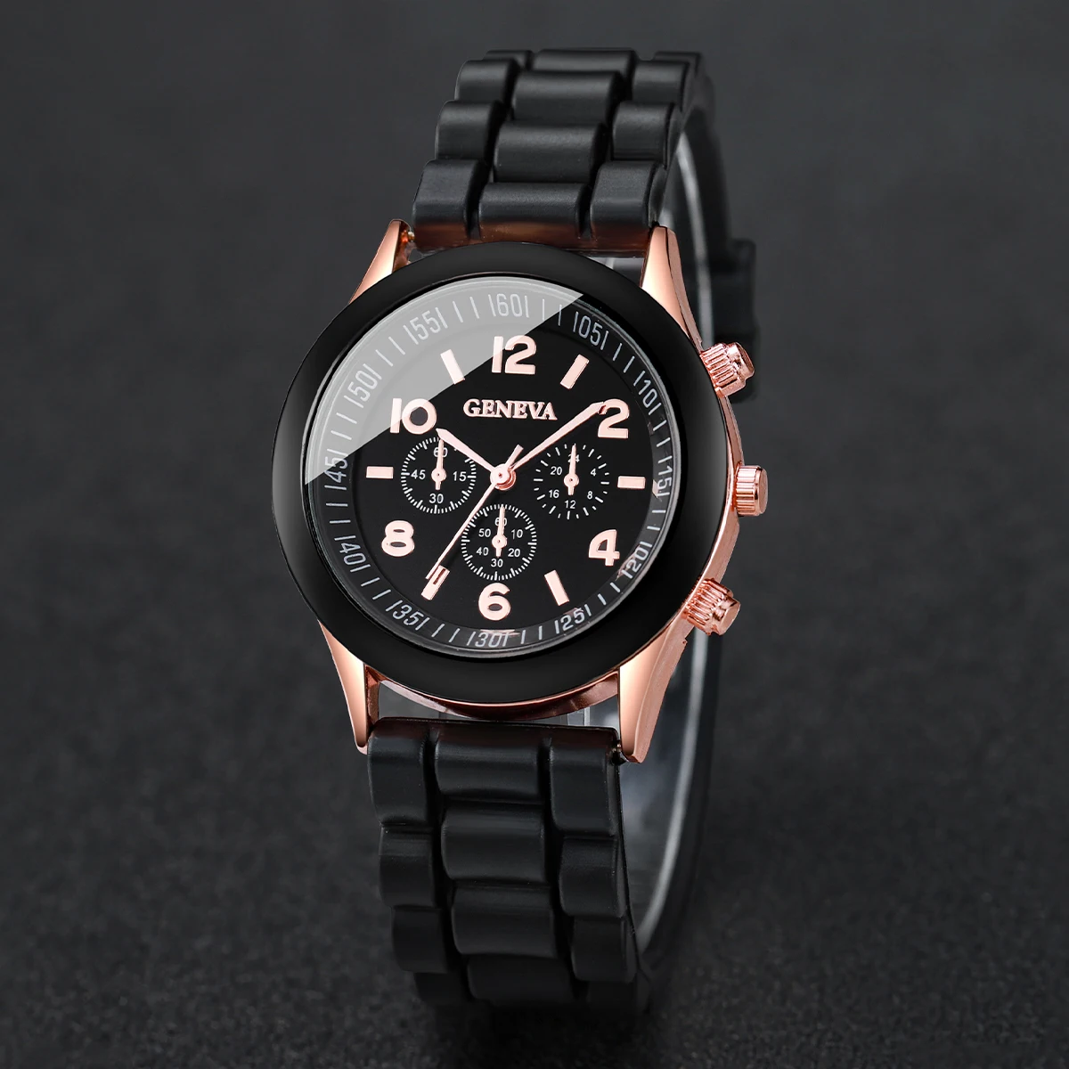 4PCS/Set Fashion Women's Watch Couple Simple Silicone Strap Quartz Watch with Crown Bracelet Set