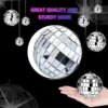24 Pcs Mirror Disco Ball Hanging, Glass Disco Ball Decor, Disco Party Decorations, for Holiday Party Decor with Rope 5
