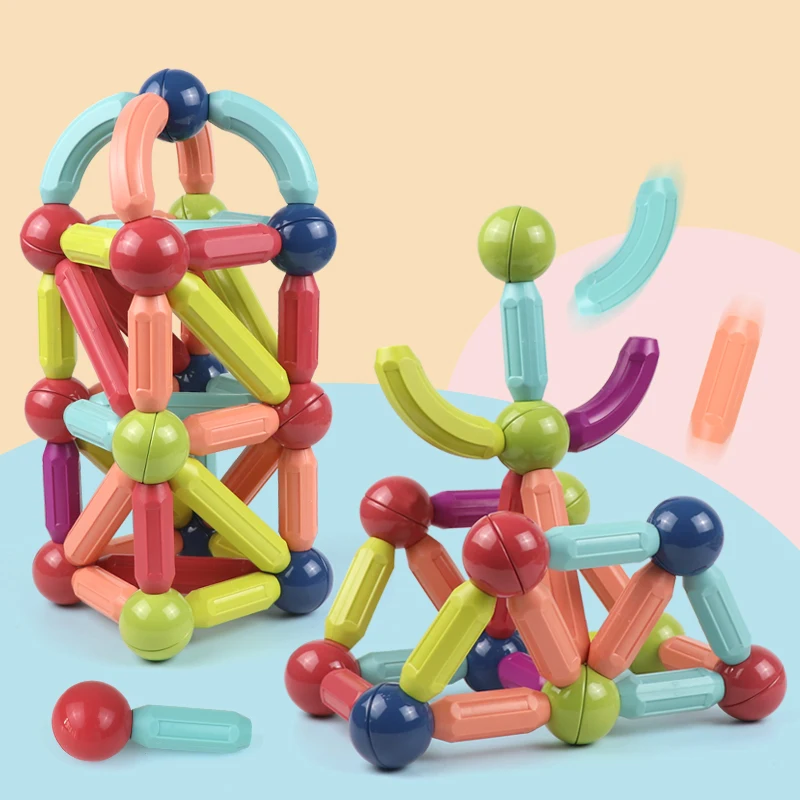Magnetic Building Blocks for Kids DIY Rod Toys Designer Construction Toy Set Montessori Educational
