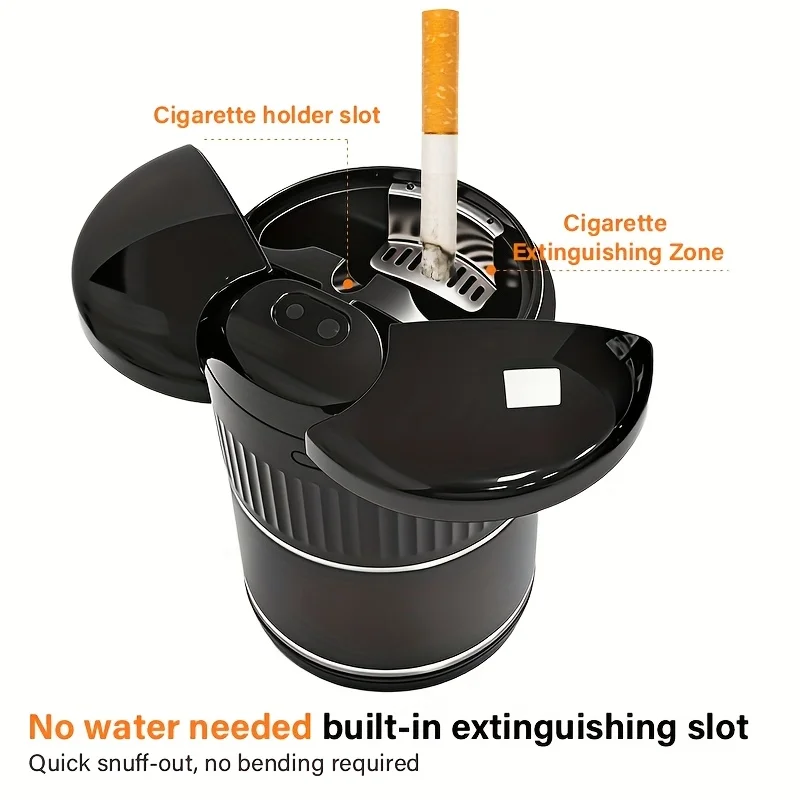 Smart Car Ashtray Auto-Open Infrared Sensor One-Touch Open/Close Lid Metal Inner Cup Holder Auto Accessories for Men Gifts