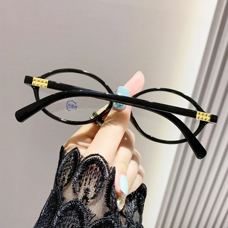 Anti Blue Light Oval Myopia Glasses Retro Small Frame Transparent Prescription Glasses Men Ultralight Clear Nearsight Eyewear 5