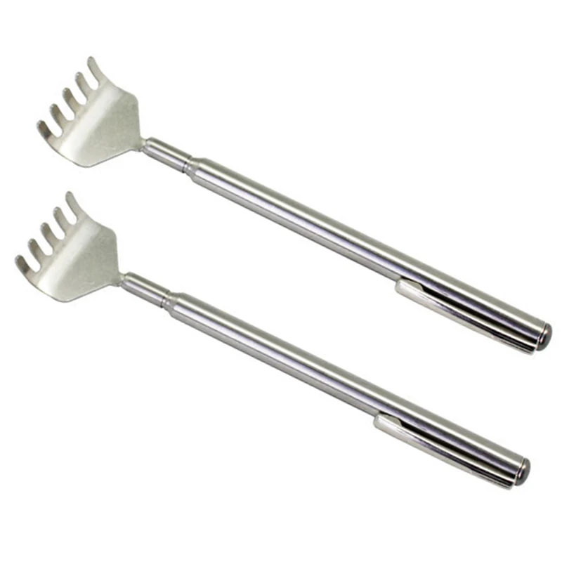 Steel Telescopic Back Scratcher Telescopic Pen Clip Portable Back Scratcher Itch Massage Tool 1pcs