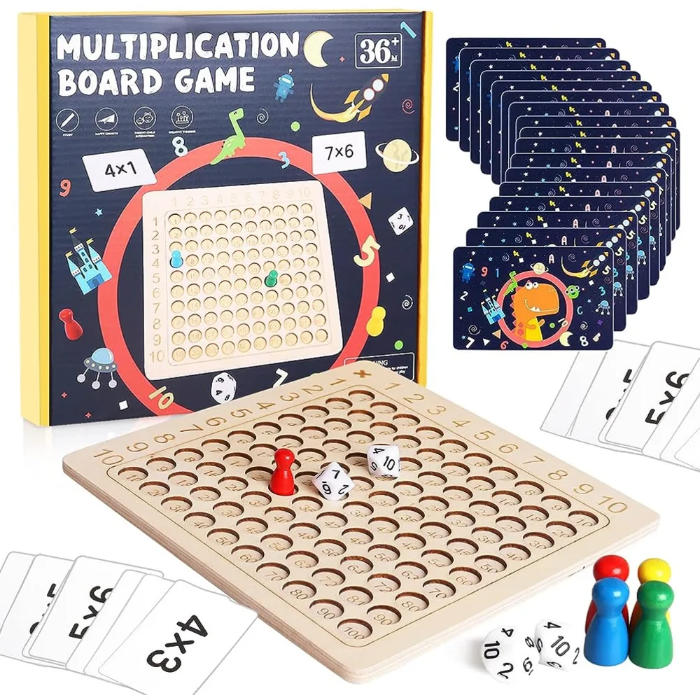 Montessori Multiplication Board Game Math Wooden Toys Kids Learning Educational Table With Flash Cards Counting Teaching Aids board games math toys learning puzzle toys desktop game toys learning board toy teaching aids toys