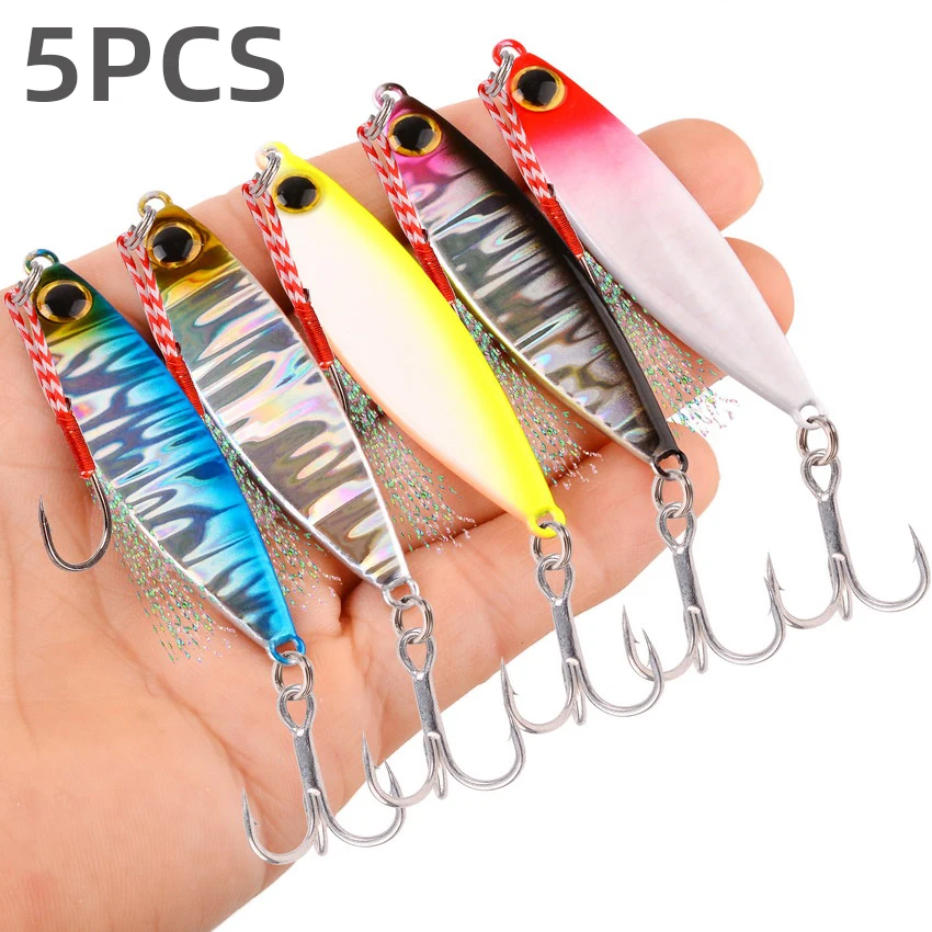 5pcs/lot Metal Jigs Spoon Lures 15g 5.8cm Jig Lure Artificial Bait Shore  Slow Jigging Super Hard Bass Sea Fishing Tackle