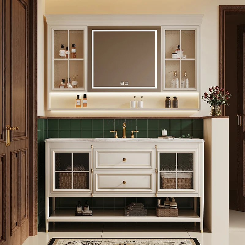 *Oak floor-to-ceiling American bathroom cabinet combination bathroom washstand French retro
