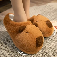 Women Plush Capybara Slippers Anti-Skid Capybara Animal Slippers Soft Cartoon Capybara Slippers Comfortable Indoor Home Slippers 1