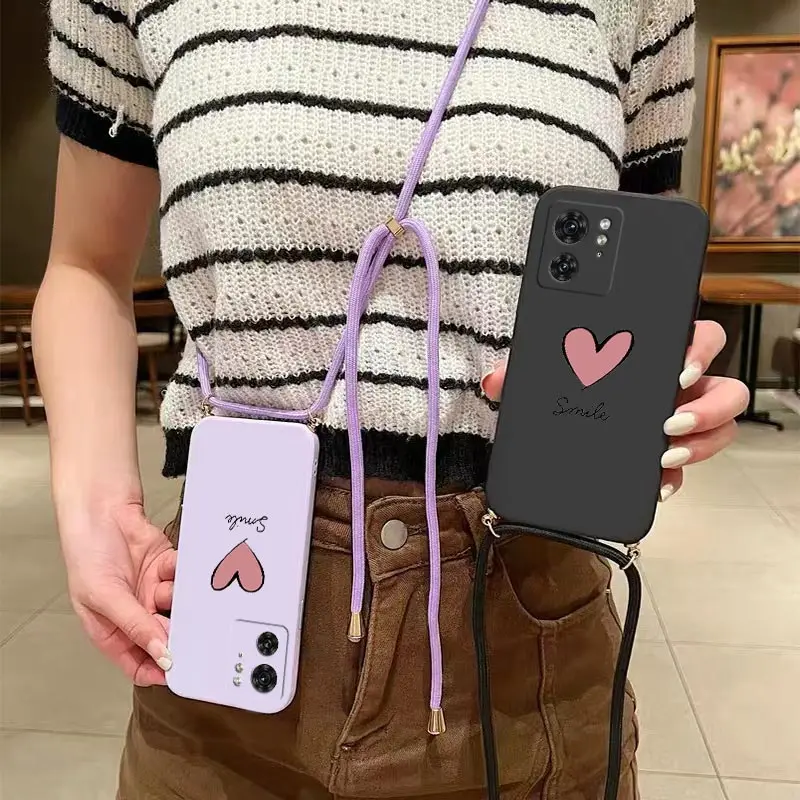 Vibrant Red Heart Silicone Phone Lanyard Case