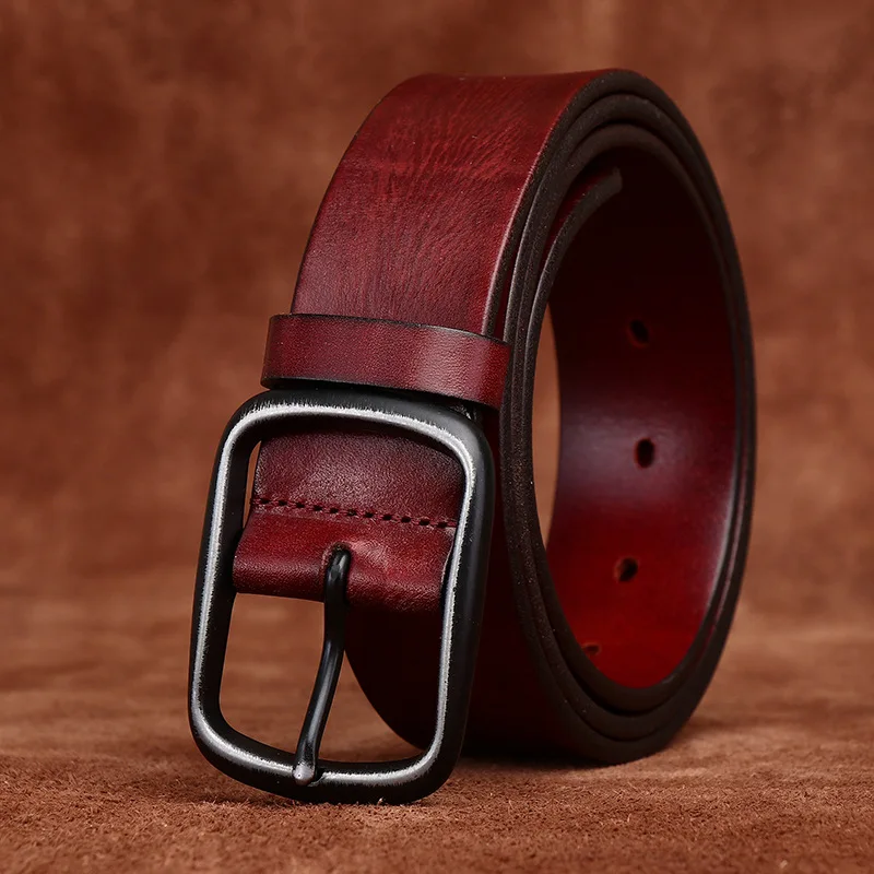 3.8CM Men High Quality Genuine Leather Belt Luxury Pin Buckle Belts Thick Cowskin Fashion Vintage Strap Male Jeans for Man
