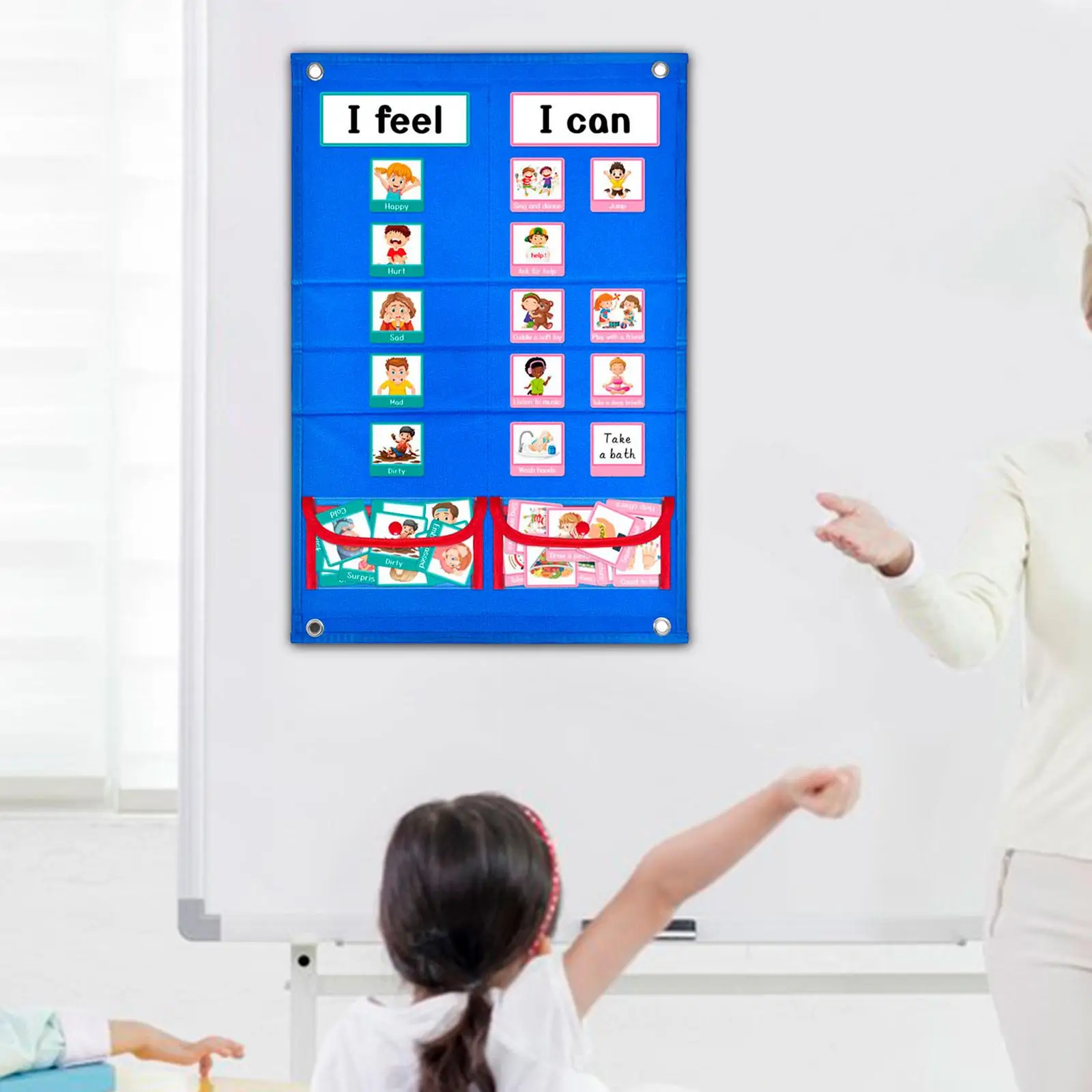 

Routine Pocket Chart Educational Toys Feeling Chart Activities Kids Visual Schedule for Table Kindergarten Home Classroom Autism