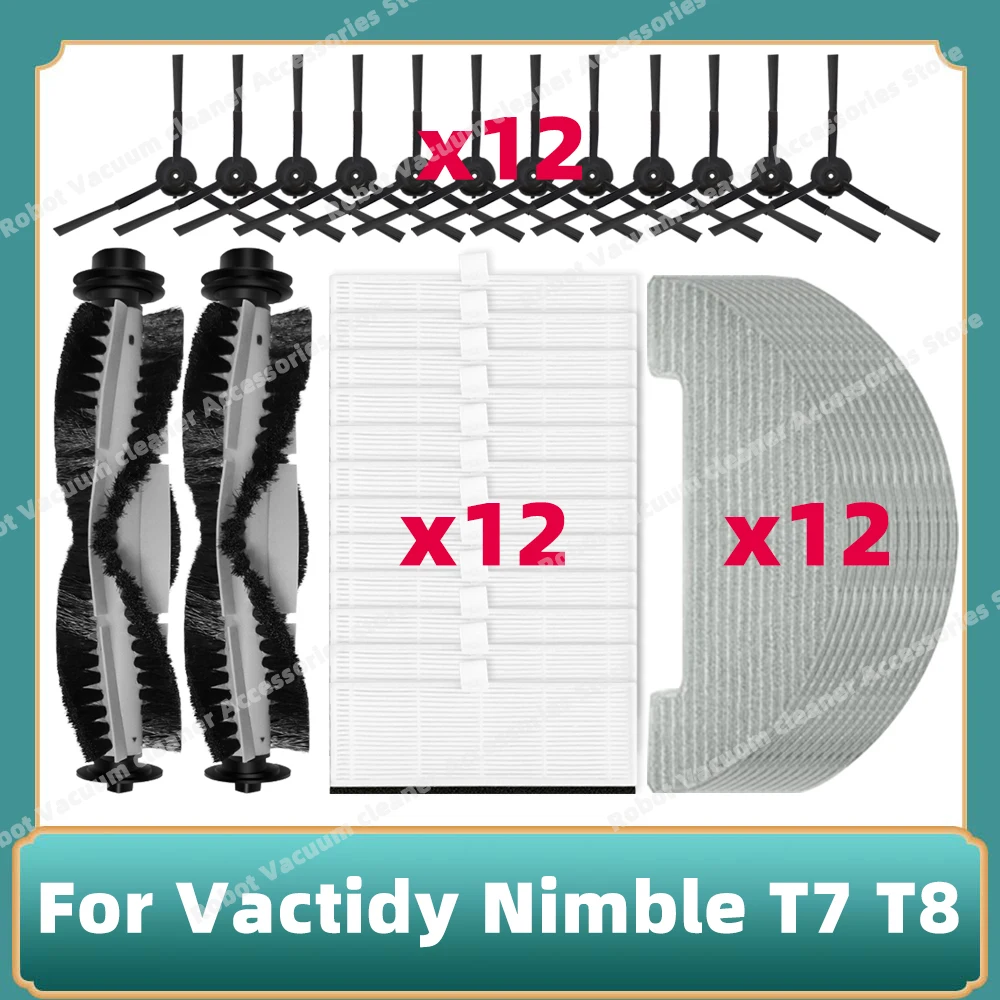 Compatível para Vactidy Nimble t7 t8 Aspirador de pó Robô Peças de Reposição Acessórios de Substituição Escova Principal Lateral Filtro Hepa Pano de Limpeza.