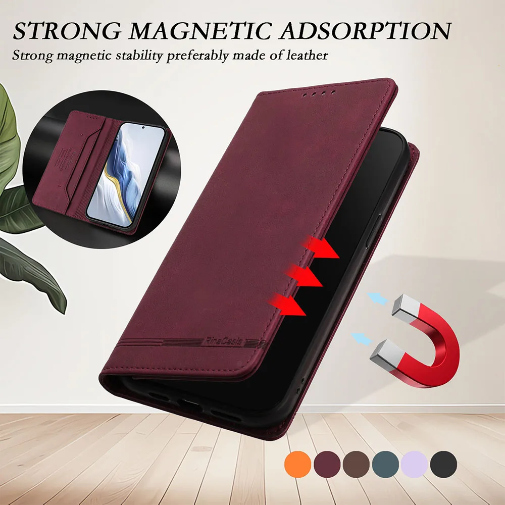 Magnetic Leather Wallet Flip Phone Case - Elegant Back Cover