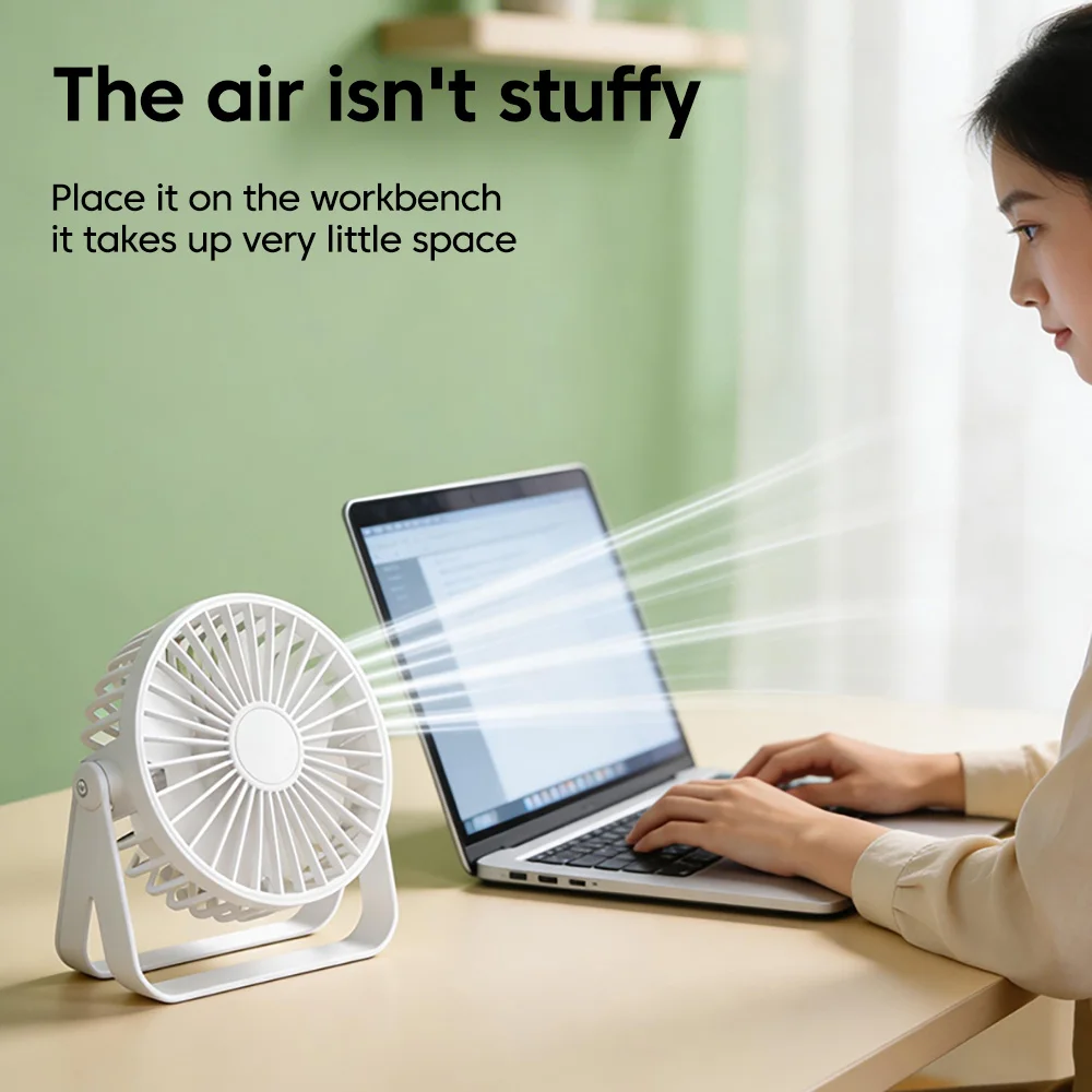 Compact 360° Adjustable USB Desk Fan