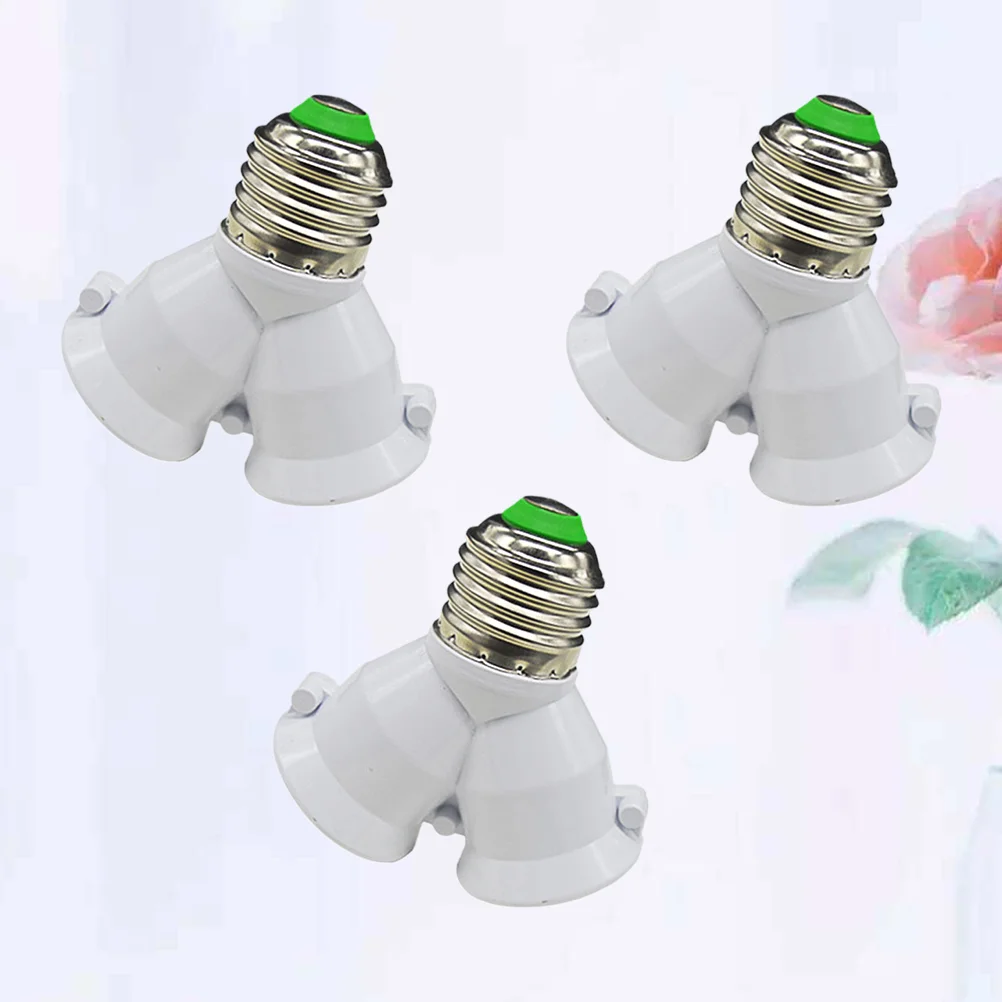 

3pcs E27 to 2 E27 Lamp Base Fireproof Material Holder Converter Extender Socket Y Shape Splitter Adapter Light Base for LED