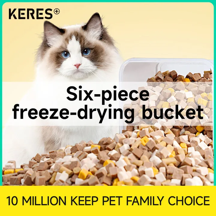 KERES Pet Freeze Dried 500g Freeze Dried High Protein Cat Treats Chicken Cube Egg Yolk Salmon Snack Treat Snack Kucing