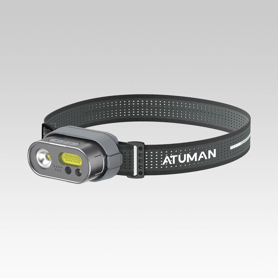 ATuMan MH1 Lampada Frontale LED Ricaricabile – 8 Modalità Bianco/Rosso, Sensore Movimento, IPX4, Peso 79g