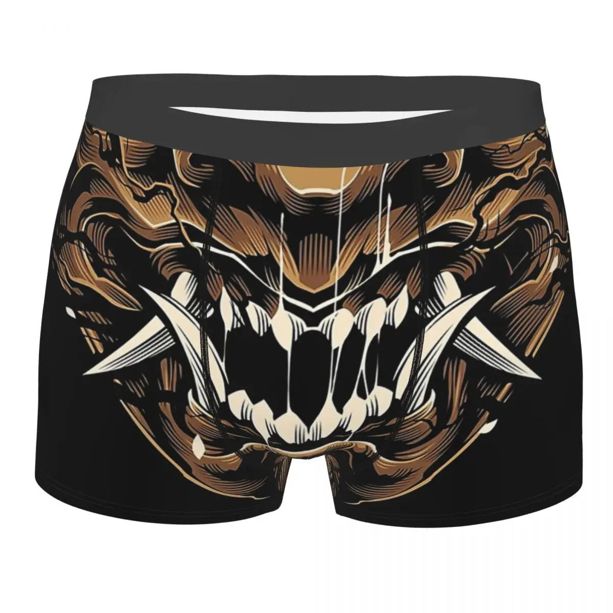 Hannya Demon - Gold Version Underpants Breathbale Panties Male Underwear Print Shorts Boxer Briefs