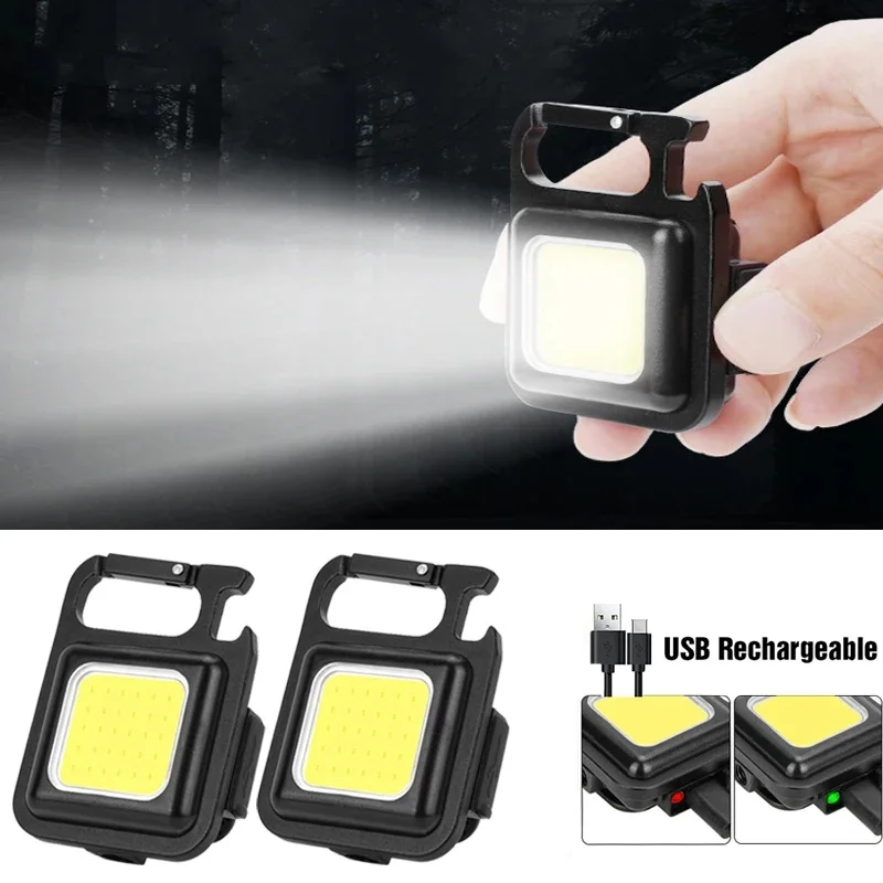 Multifunctional Mini Glare COB Keychain Light USB Charging Emergency Lamps Strong Magnetic Repair Work Outdoor Camping Light