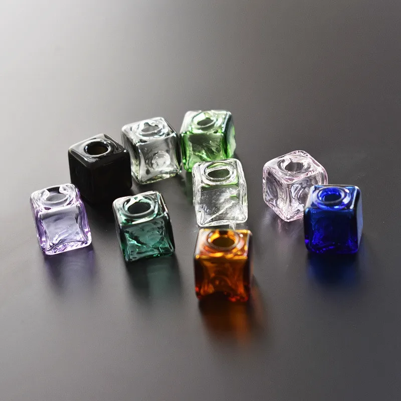 5/10X 10mm 컬러 속이 빈 유리 사각형, 하나의 구멍이 있는 유리 버블 바이알, 유리 구체, 보석 부자재, 유리 로켓 액세서리