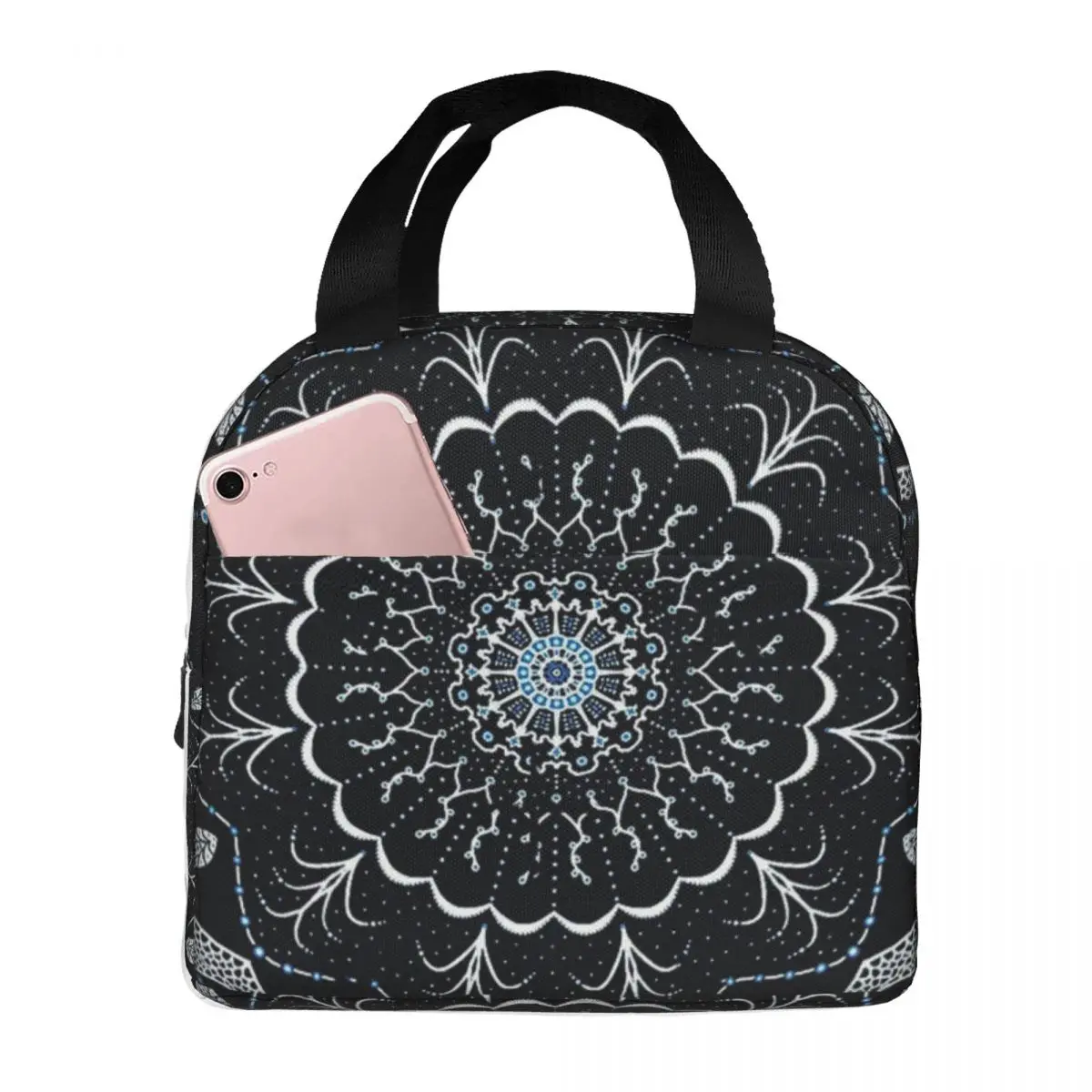

Lunch Bag for Women Kids Mandala Insulated Cooler Waterproof Picnic Pattern Bohemian Boho Oxford Lunch Box Bento Pouch