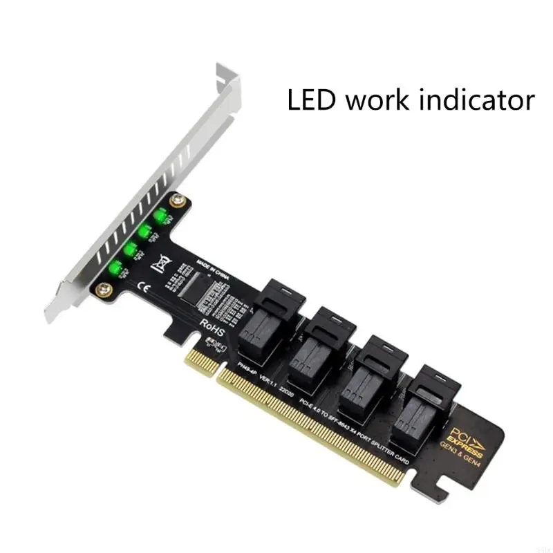 85DC PCIE X16 to 4 Port NVME SFF-8643 SFF-8639 Expansion Card PCIE4.0 Splitter Card for Gaming PC Graphics Upgraded