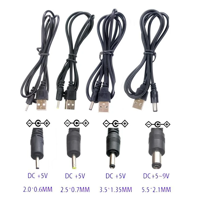 2.0 A Male to DC 2.0*0.6mm 2.5*0.7mm 3.5*1.35mm 4.0*1.7mm 5.5*2.1mm 5 Volt  DC Barrel Jack Power Cable Connector Charger Cord - AliExpress