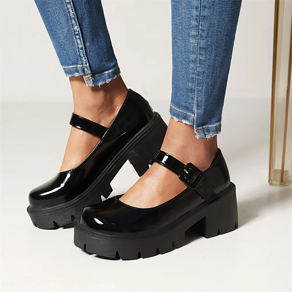 

Large Size 43 Mary Janes Women Pumps Platform Chunky High Heels Sweet Cute Lolita Girls Shoes Casual Elegant College Style Pumps
