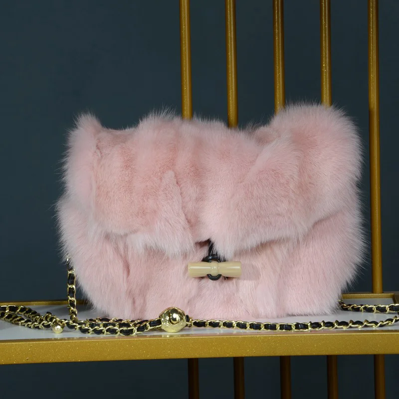 

New Fur Bag 100% Luxury Mink Hair Women's Chain Bag Advanced Fashion Shoulder Bag Charming Gift 2023