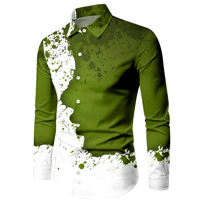 Fashionable luxury men's shirts single-breasted shirts casual polka dot print long-sleeved shirts men's Hawaiian cardigans