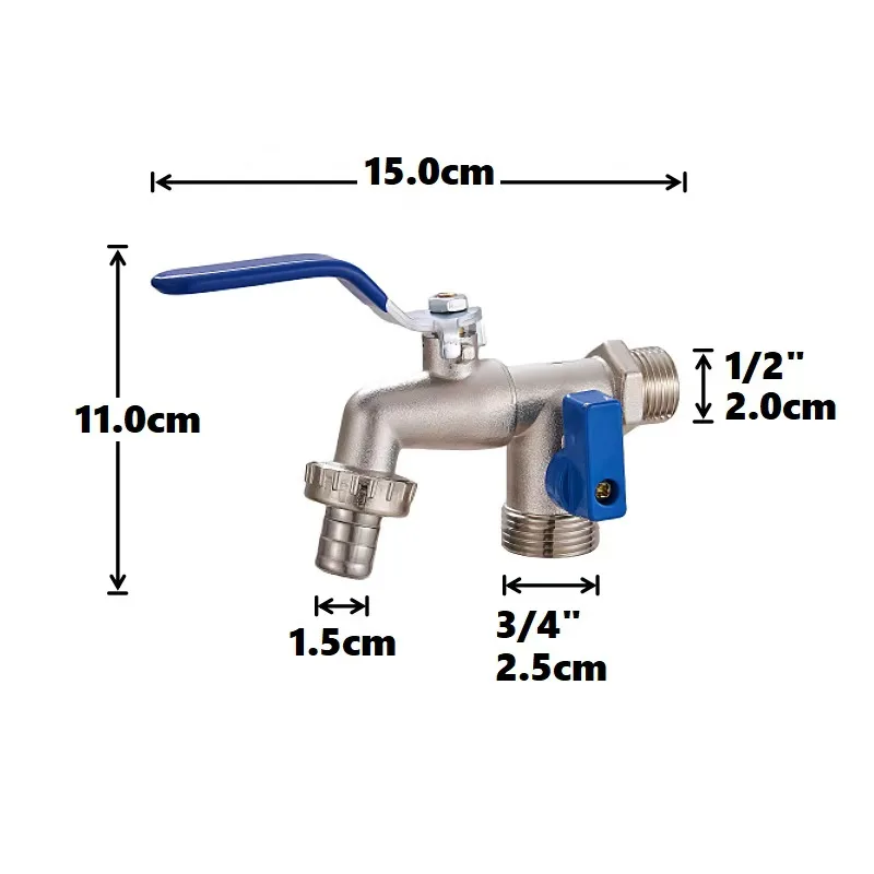 Horticultural Irrigation Dual Handle Dual Control Faucet Zinc Alloy Water Nozzle One Inlet and Two Outlets Double Nipple Faucet irrigation faucet garden irrigation nozzle