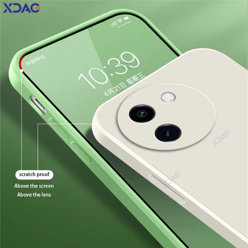 Enhanced Product Title: Premium Square Liquid Silicone Case - Luxury Full Protective Soft Cover