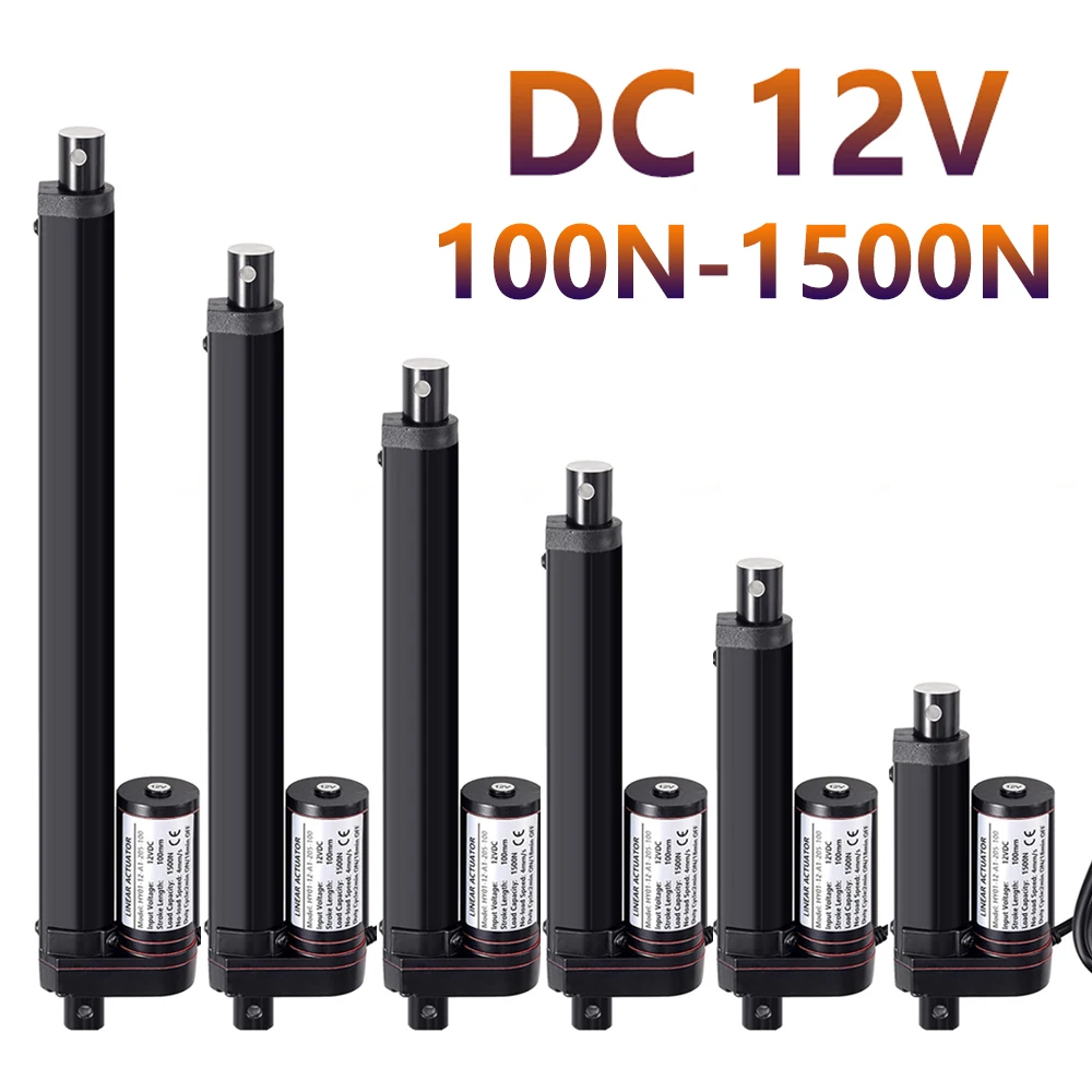 Actuador lineal 300mm 250mm carrera 12V 24V motor actuador lineal  100/300/500/700/1000/1200/1500N