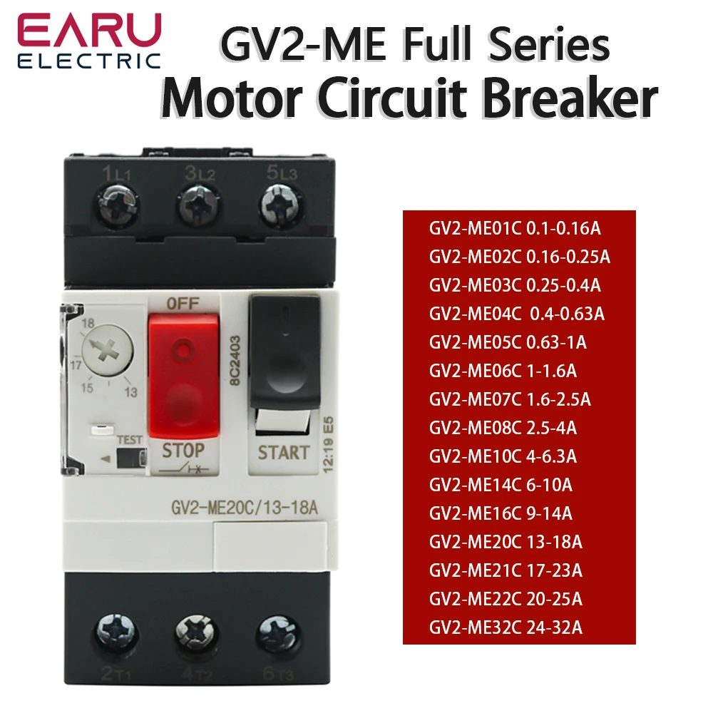 Circuit Breaker Motor Starter GV2ME Series Motor Protector Circuit Breaker Push Button 3P Thermal Magnetic Type MPCB Factory