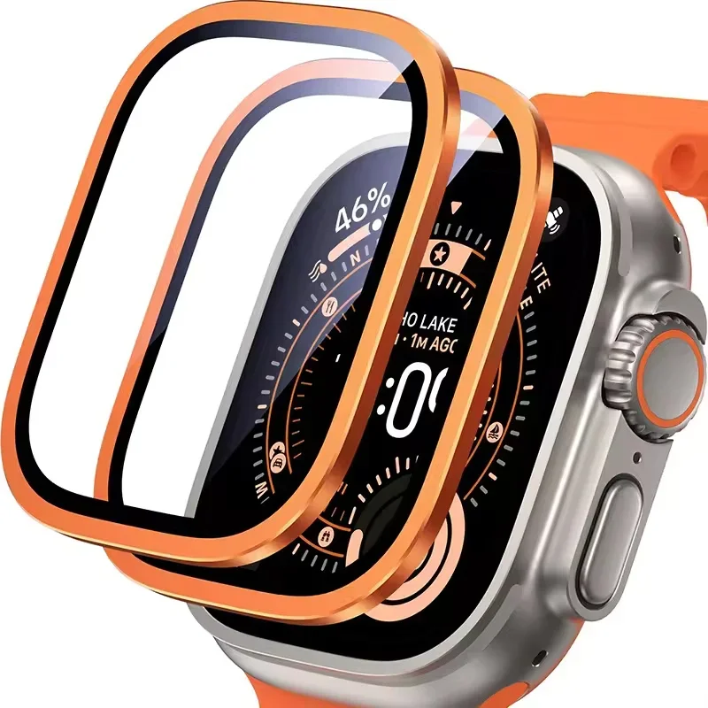 Premium Tempered Glass Screen Protector with Aluminum Frame for Smartwatches - Military-Grade Protection