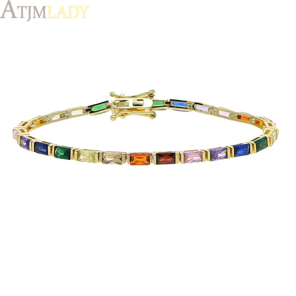 2025 New Fashion Gold Color Colorful Rainbow Bracelet 5A