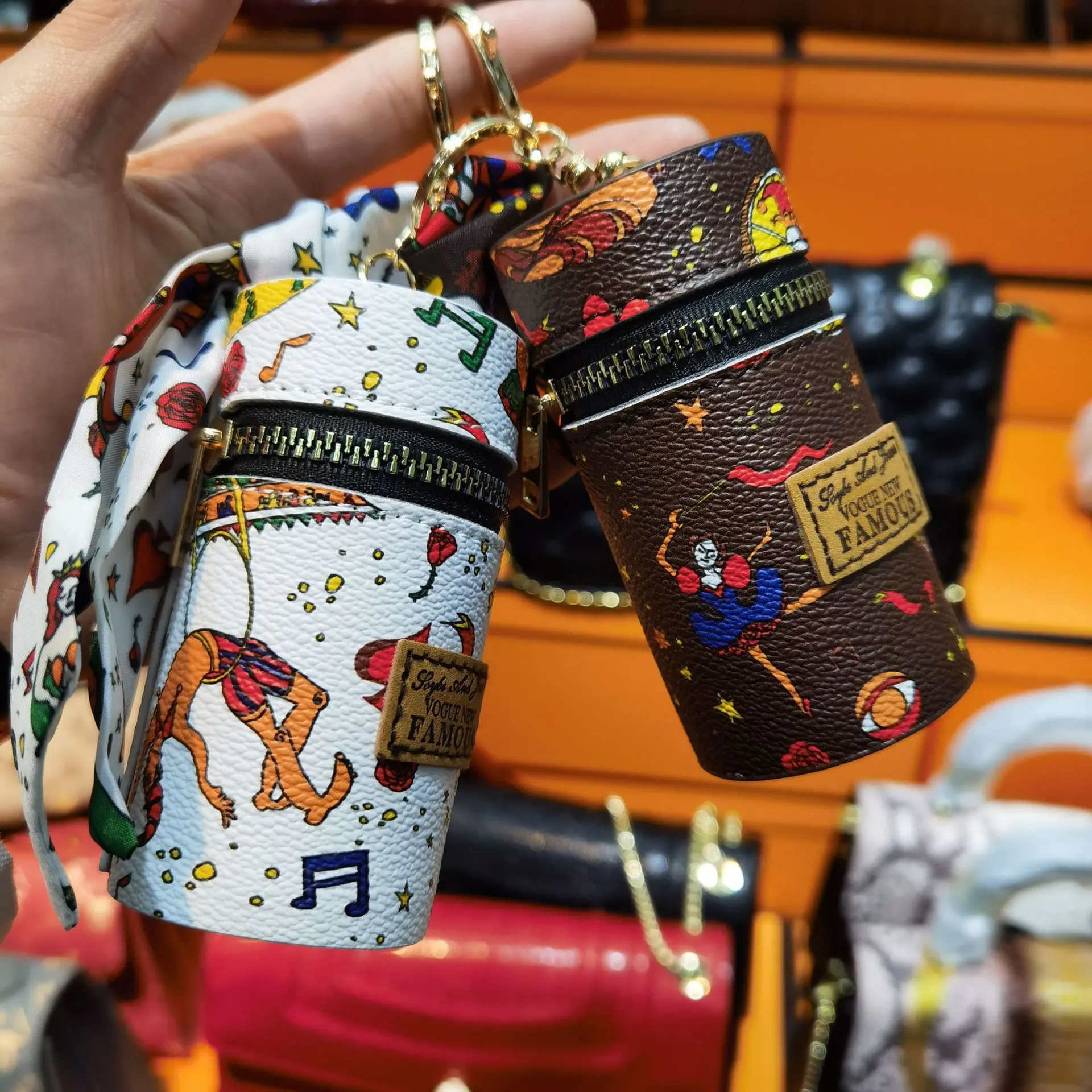 Mini Handbag Keychain Bucket Lipstick Bag Charm Pendant Ornament Decors  Leather