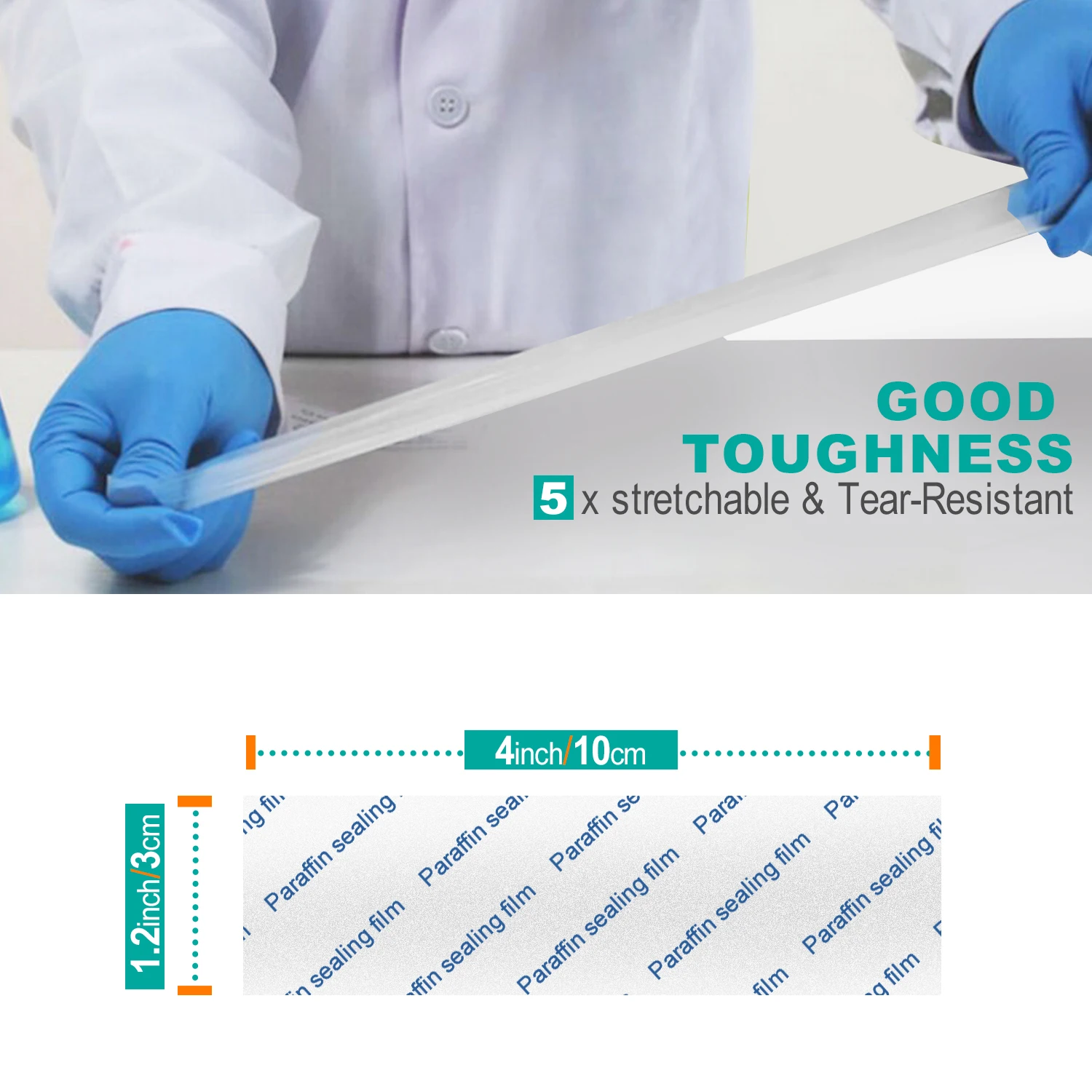 실험실 밀봉 필름 시트, 미리 절단된 파라핀 랩 보관용 유연한 자가 밀봉 실험실 필름, 실험기구 보호, 100개