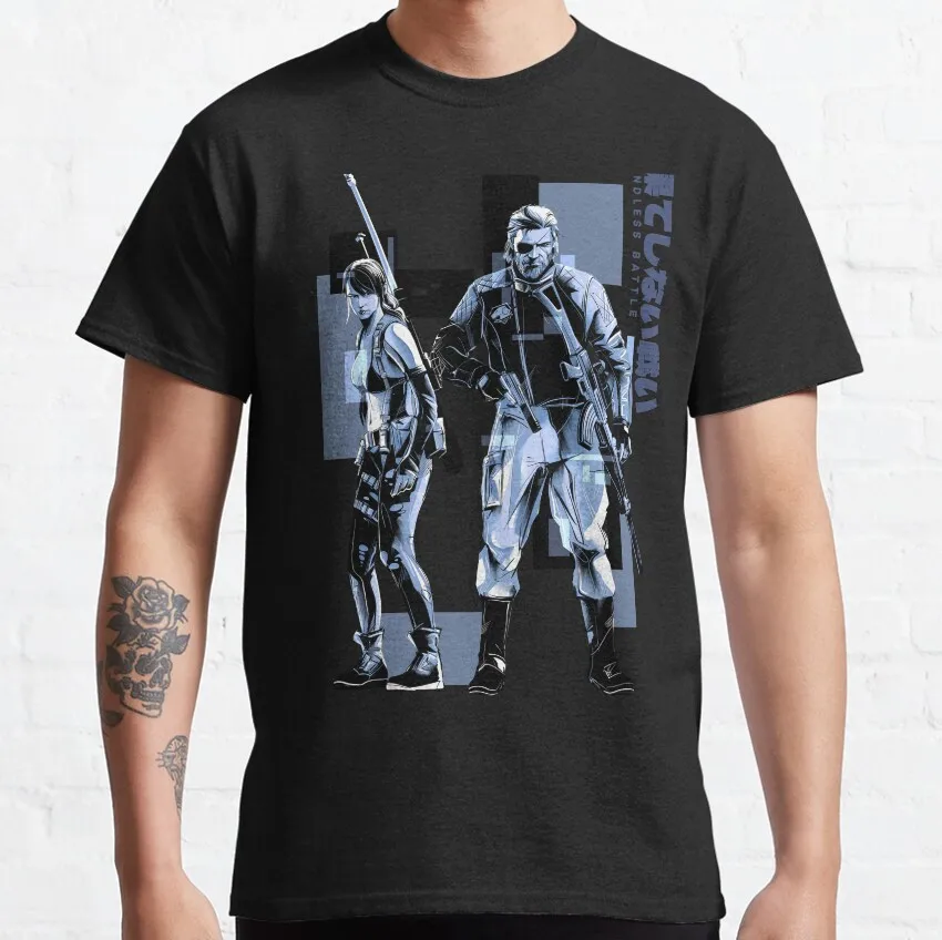 Metal Gear Solid Big Boss Sketch Graphic Cotton T-Shirt - Plus Size Men's Gaming Apparel