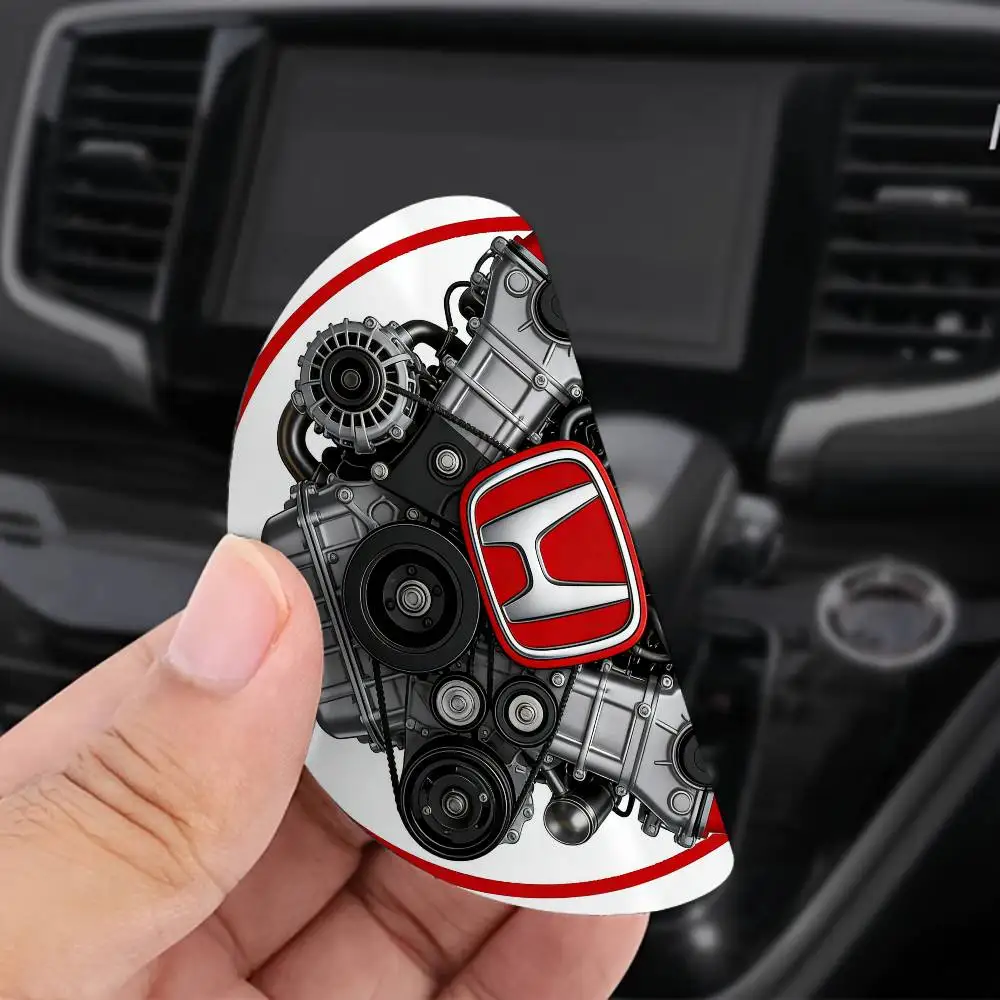 VTEC 엔진이 장착된 혼다 계기판용 멋지고 세련된 디자인의 2개입 유니버셜 사각형 7x7cm PU 가죽 자동차 컵 매트, 먼지 방지 자동차용