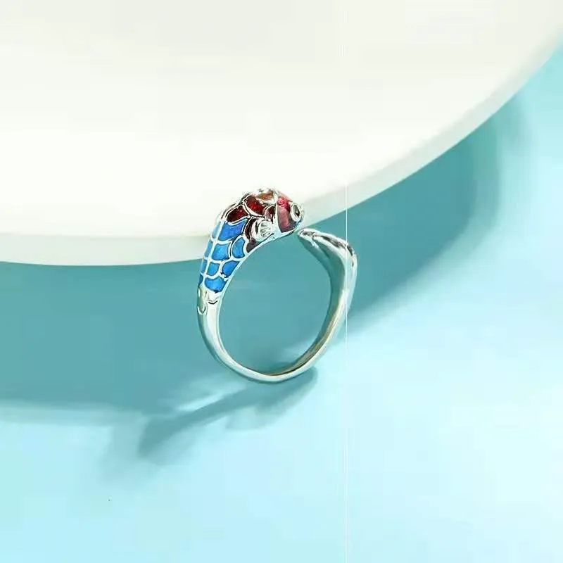 Vintage Blau Blühende Lotus Offenen Ring Für Frauen Männer Mode Silber Farbe Legierung Metall Weibliche Ringe Party Geburtstag Schmuck Geschenke – Detail 12