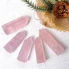 Natural Pink Crystals Wand High QualityCrafts Crystal Rose Quartz Point Tower Reiki Healing For Healing and home decoration 4