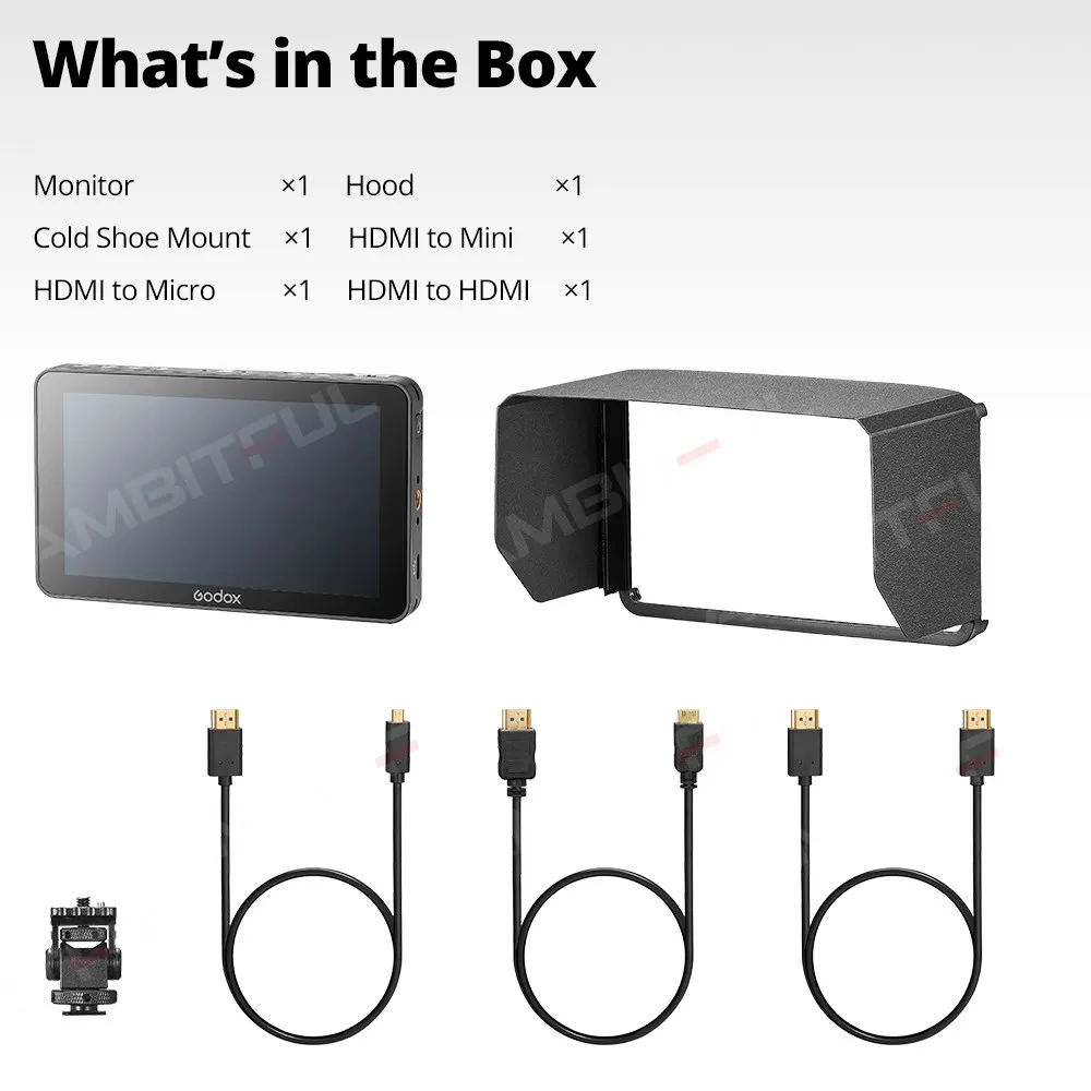 DSLR Field Monitor Godox GM6S 4K HDMI 5.5 Inch DSLR 3D LUT Touch Screen IPS FHD 1920x1080 Video Ultra Bright Camera Field