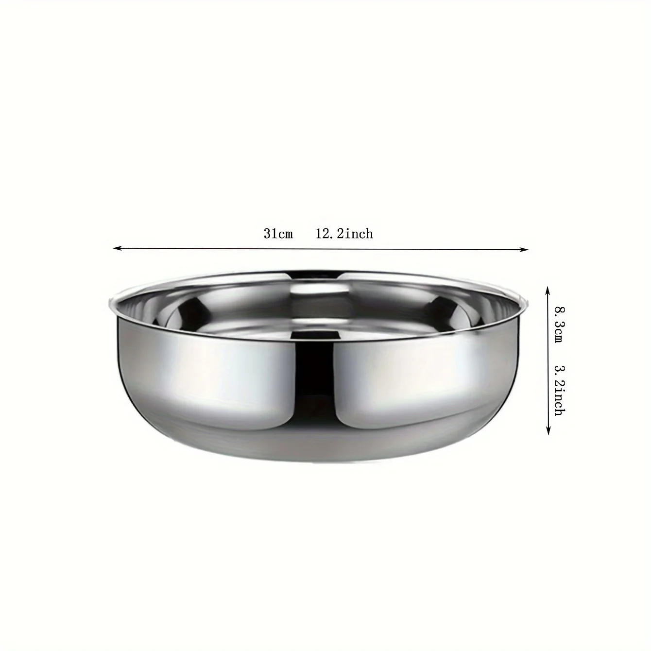 Stainless Steel Basin Enlarged and Deepen Vegetable Washing Basin Soup Pot Large Capacity Salad Bowl Plates