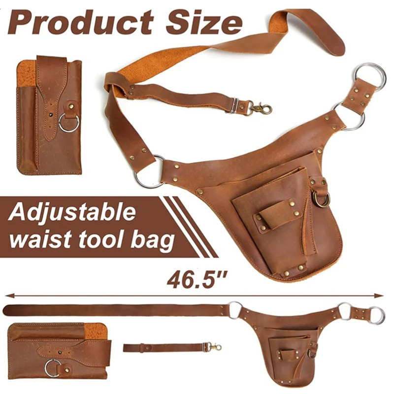 ABMR-Leather Garden Tool Belt, Gardening Utility Belt, Garden Tool Storage Bag For Gardeners And Gardeners