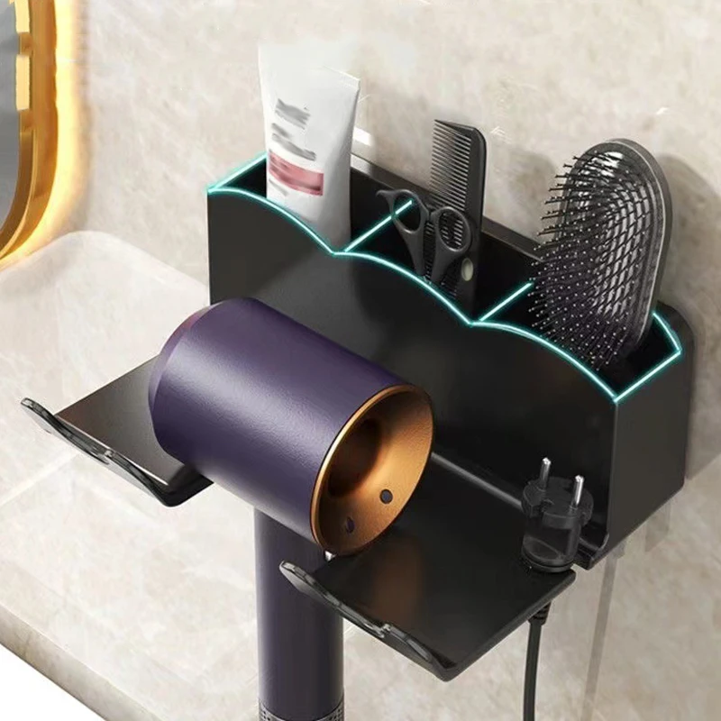 Wall-mounted Punch-free Hair Dryer Rack Bathroom Bracket Bathroom Rack bathroom shelf rack bathroom storage rack storage rack hair dryer storage rack hair dryer holder