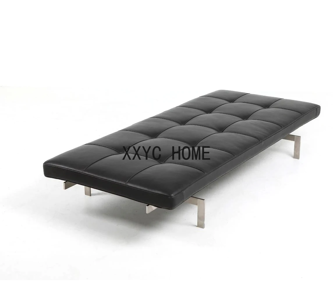 

Sofa Bed Light Luxury Genuine Leather Simple Leisure Modern Recliner Leather Bench