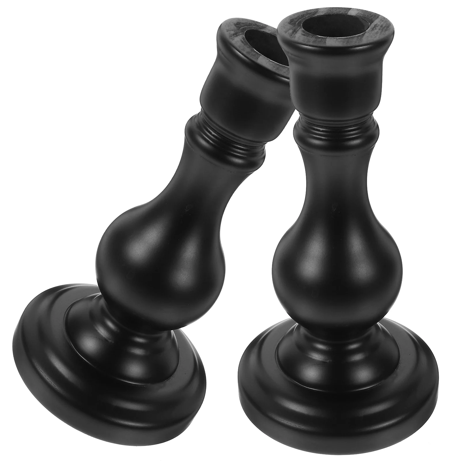 

2 Pcs Candlestick Table Decor Candlesticks Small Wooden Rustic Holder Taper Holders Craft Vintage Candleholder Desk
