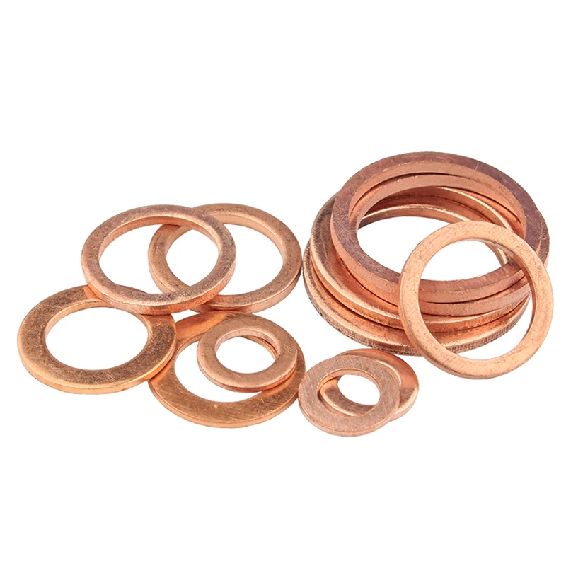 T2 Copper Pure Copper Gasket Sealing Flat Gasket Thickness 1~3mm Gasket Inner Diameter of Marine Vehicle Locomotive M3 M5 M6~M48