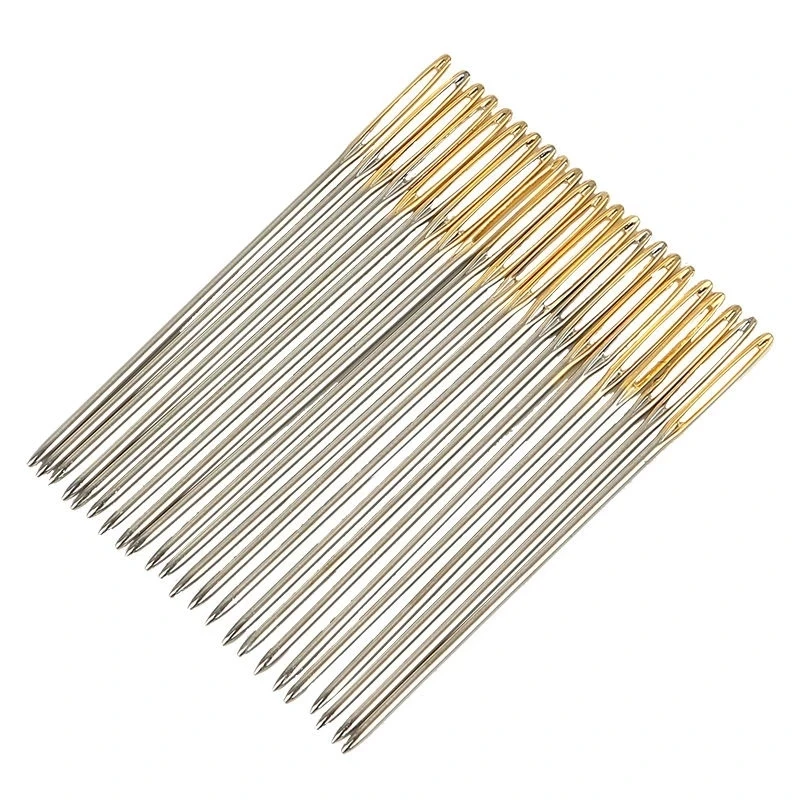 Cross Stitch Needles Craft Embroidery Tool Large Eye Sewing Needles Hand Sewing Needle With Threader DIY Tools 30/12pcs
