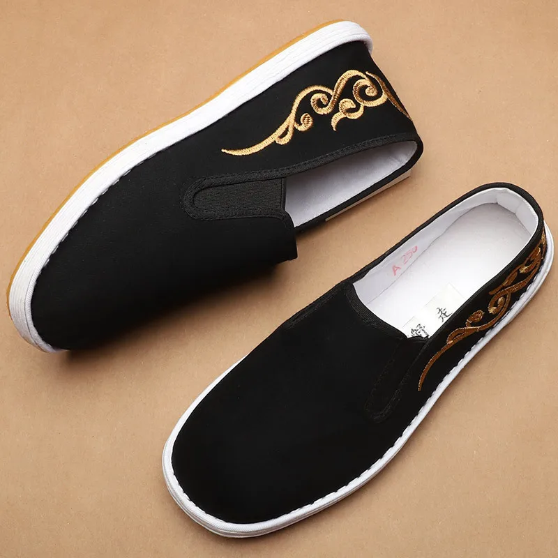 Traditional old Beijing cloth shoes men's Chinese style casual non-slip breathable slip-on shoes kung fu wushu